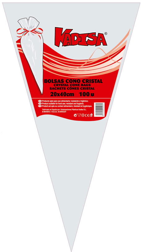 BOLSA CONO CRISTAL 20X40 100U