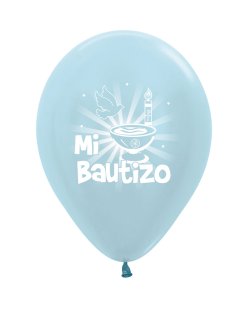 GLOBO LATEX MI BAUTIZO AZUL 30CM 12U
