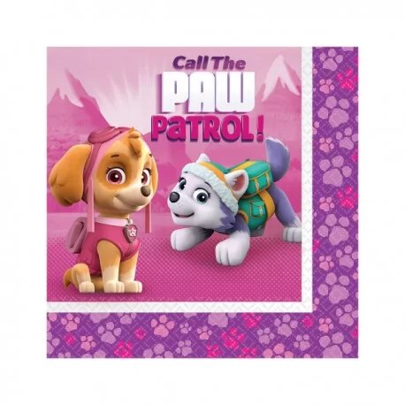 SERVILLETAS PATRULLA CANINA ROSA 20U