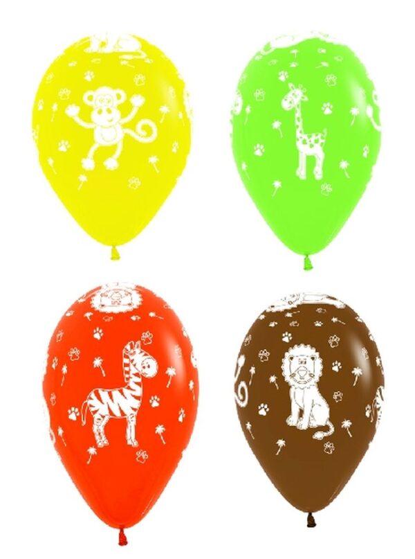 GLOBO LATEX ANIMALES SELVA 30CM 12U